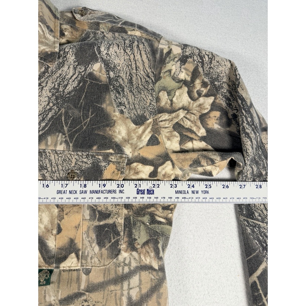 Mens VTG Mossy Oak Shirt Mens LARGE? Brown Camo Chamois Flannel Button Up READ - Picture 4 of 7